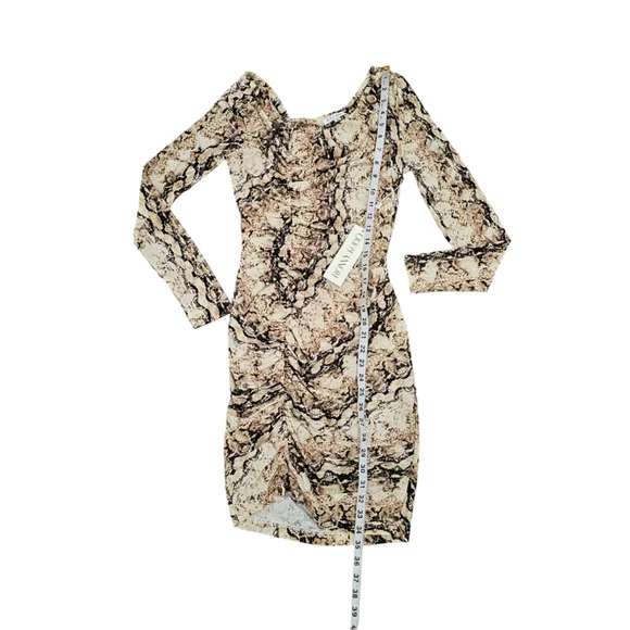 RONNY KOBO MAGDALA DRESS Animal Print Bodycon Long Sleeve Mini Dress Sz M